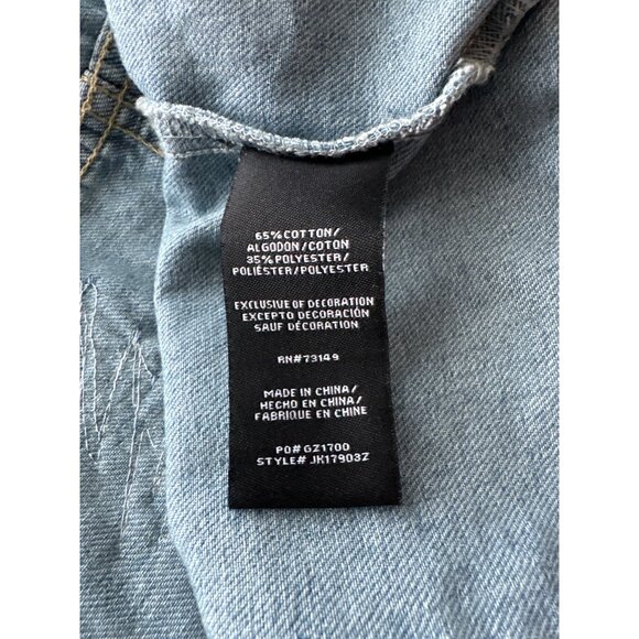 Boom Boom Jeans Denim Jacket Sequin Pineapple & Cactus Patches on Front Size XL - Picture 7 of 7